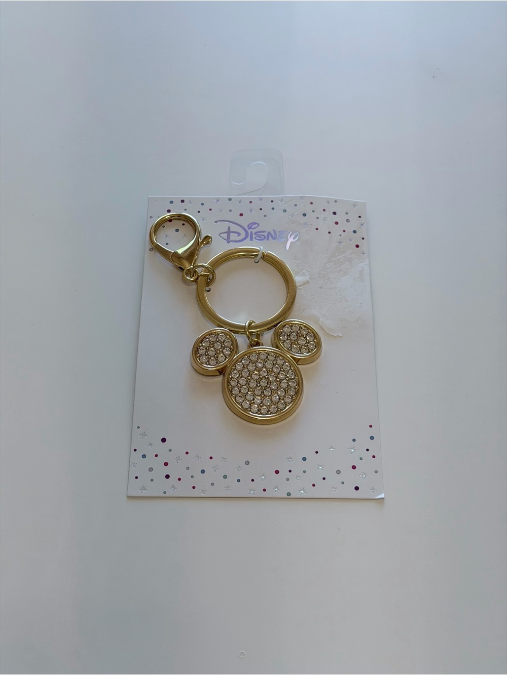 Official Disney Gold Crystal Rhinestone Mickey Mouse Keyring/Bag Charm